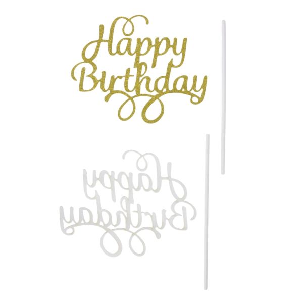ТОПЕР ОТ КАРТОН - HAPPY BIRTHDAY 25 БРОКАТ - 13х13см - ЗЛАТИСТО - ПАКЕТ 6 бр.