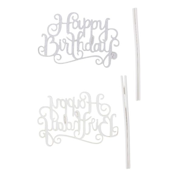 ТОПЕР ОТ КАРТОН - HAPPY BIRTHDAY 25 БРОКАТ - 13х13см - СРЕБРИСТО - ПАКЕТ 6 бр.