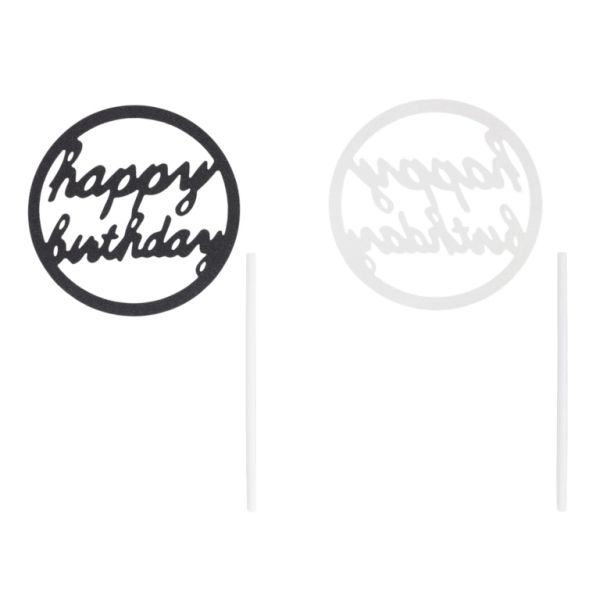 ТОПЕР ОТ КАРТОН - HAPPY BIRTHDAY 30 БРОКАТ - 8см - ЧЕРНО - 1 бр.