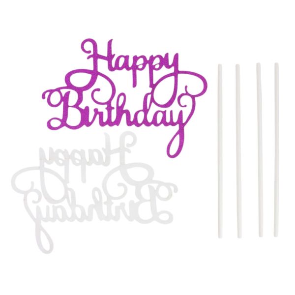 ТОПЕР ОТ КАРТОН - HAPPY BIRTHDAY 32 БРОКАТ - 13х8.5см - ЦИКЛАМА - 1 бр.