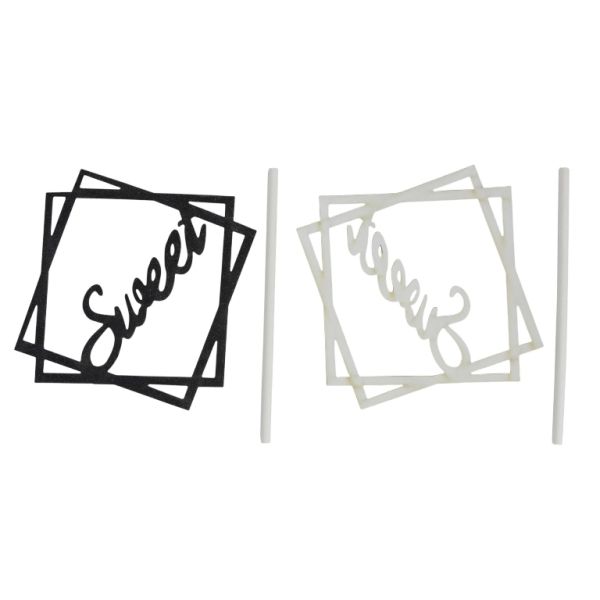 ТОПЕР ОТ КАРТОН - SWEET 01 БРОКАТ - 8х8см - ЧЕРНО - 1 бр.