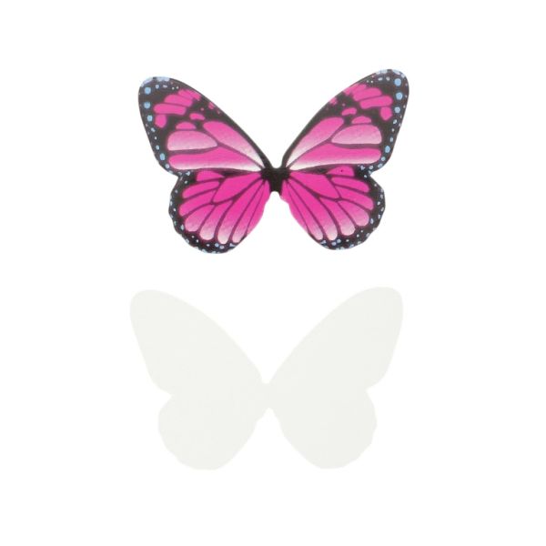 MATERIALS FOR CRAFT AND DECORATION - TOPPER FROM CARTON - BUTTERFLY 02 - 6.8x4.5cm CYCLAMEN-BLUE-BLACK - 10pcs.