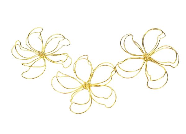 METAL BEADS - WIRE YARN - FLOWER - 45х13 MM GOLD COLOR - 4pcs.