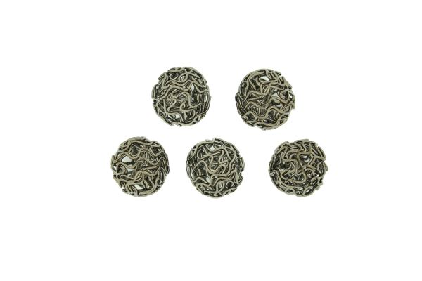 METAL BEADS - WIRE YARN - BALL 03 - 20 MM OXIDIZED - 6pcs.