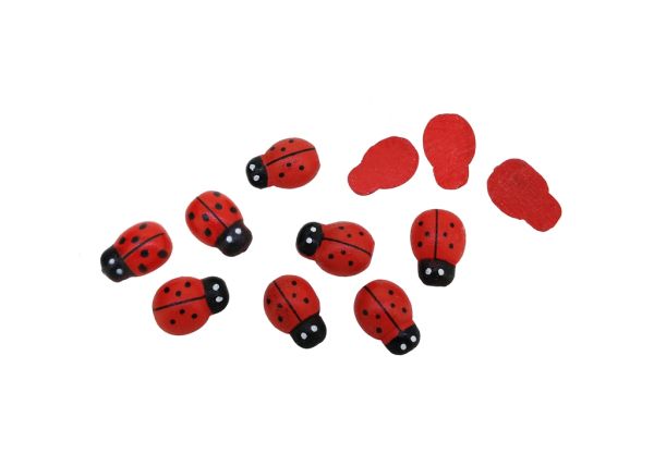 WOODEN LADYBUG FOR GLUING - 9x13x4mm RED - 25pcs.