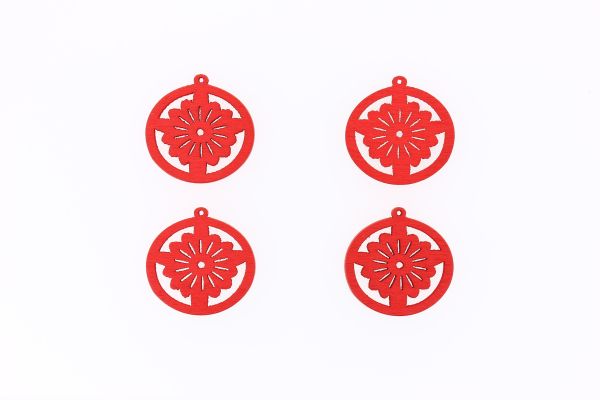 WOODEN FIGURES - LACELIKE - CIRCLE 03 LACE - 25x1.7mm RED - 20pcs. Hole-1.5mm