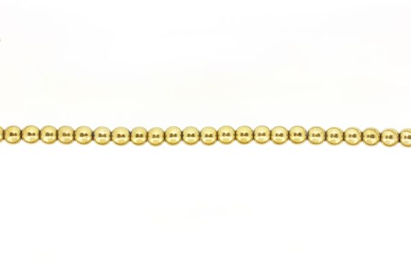 NATURAL STONE BEADS - HEMATITE GOLDEN - 6mm - STRING (64pcs.) Hole-1.6mm