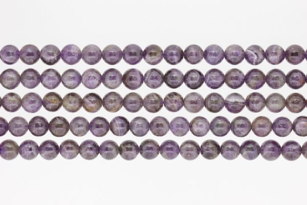 NATURAL STONE BEADS - AMETHYST - 8mm - PACKAGE (5x46pcs.) Hole-1.6mm