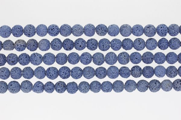 NATURAL STONE BEADS - LAVA STONE BLUE - 8mm - PACKAGE (5x48pcs.) Hole-1.6mm