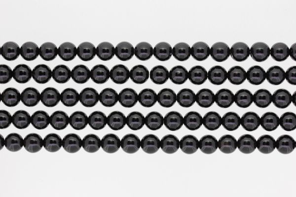 NATURAL STONE BEADS - ONYX BLACK - 8mm - PACKAGE (5x48pcs.) Hole-1.6mm