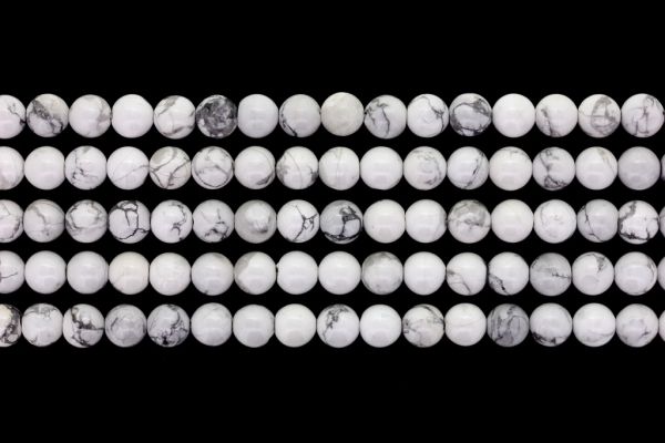 NATURAL STONE BEADS - HOWLITE - 8mm - PACKAGE (5x48pcs.) Hole-1.6mm