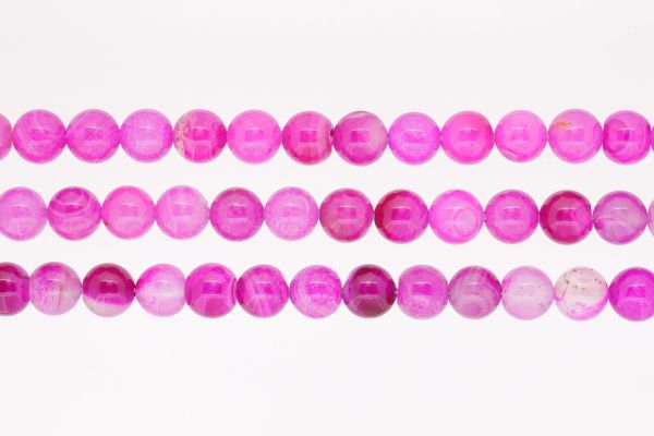 NATURAL STONE BEADS - AGATE PINK - 10mm - PACKAGE (3x38pcs.) Hole-1.8mm