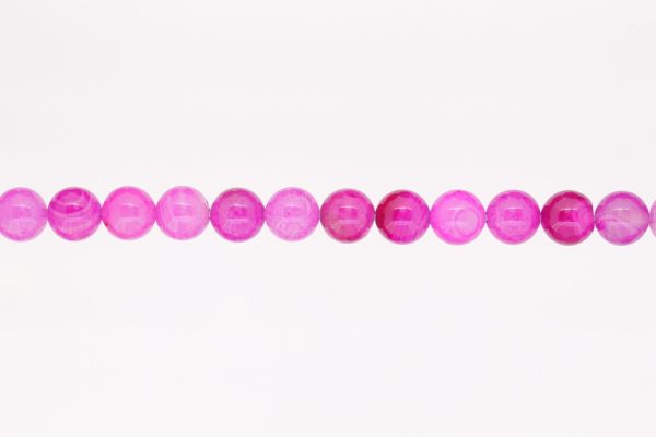 NATURAL STONE BEADS - AGATE PINK - 10mm - STRING (38pcs.) Hole-1.8mm