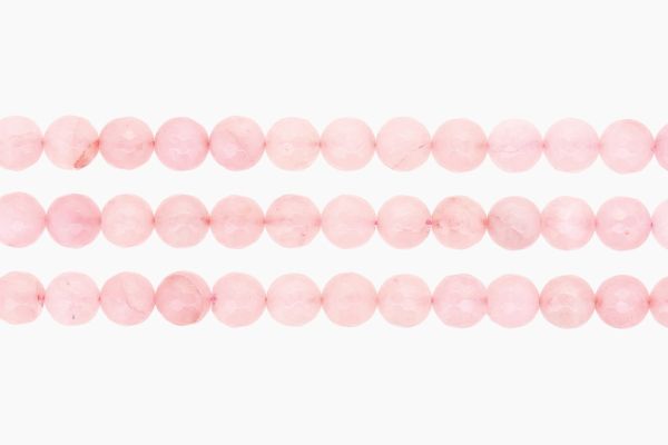 NATURAL STONE BEADS - QUARTZ PINK FACETED - 10mm - PACKAGE (3x38pcs.) Hole-1.2mm