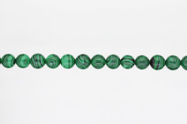 МЪНИСТА ОТ ЕСТЕСТВЕНИ КАМЪНИ - МАЛАХИТ - 10мм - НАНИЗ (38 бр.) Отвор-1.2мм