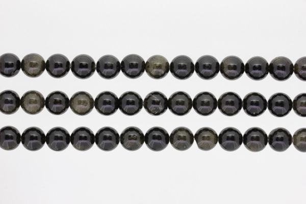 NATURAL STONE BEADS - OBSIDIAN GOLDEN - 10mm - PACKAGE (3x38pcs.) Hole-1.8mm