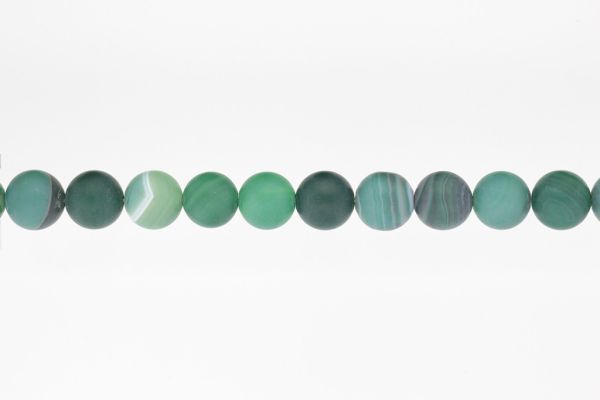 NATURAL STONE BEADS - AGATE MATTED GREEN - 12mm - STRING (32pcs.) Hole-2.0mm
