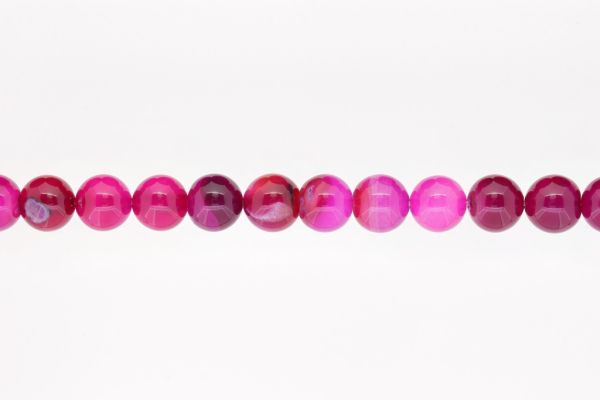 NATURAL STONE BEADS - AGATE PINK - 12mm - STRING (32pcs.) Hole-2.0mm
