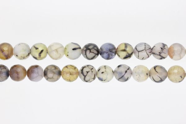 NATURAL STONE BEADS - DRAGON VEINS BLACK FACETED - 12mm - PACKAGE (2x32pcs.) Hole-2.0mm