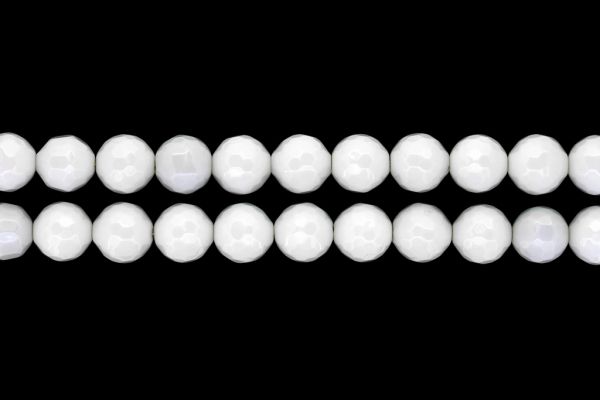 NATURAL STONE BEADS - QUARTZ SYNTHETIC MILKY WHITE FACETED - 12mm - PACKAGE (2x32pcs.) Hole-2.0mm