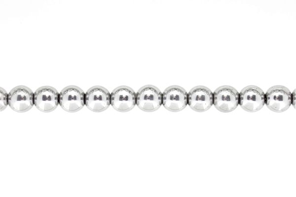 NATURAL STONE BEADS - HEMATITE SILVER - 12mm - STRING (32pcs.) Hole-2.0mm