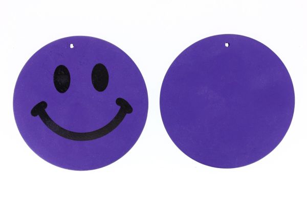 WOODEN FIGURES - CIRCLE SMILE 02 - 59x6mm PURPLE - 30pcs. Hole-2.5mm