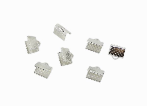METAL ELEMENTS - RIBBON CLIP CLAMP CORD CRIMP END - 8х8mm NICKEL COLOR -  NICKEL FREE - 500g. Hole:1.0mm (1730pcs.)