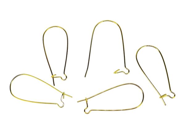 METAL ELEMENTS - EARRING FINDINGS - KIDNEY WIRE HOOK - 15x34mm GOLD COLOR - 500pcs.
