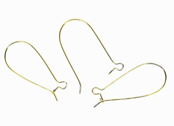 METAL ELEMENTS - EARRING FINDINGS - KIDNEY WIRE HOOK - 15x38mm GOLD COLOR - 50pcs.