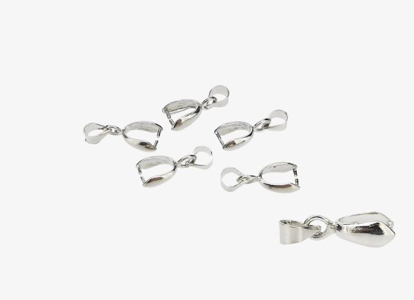 METAL ELEMENTS - PINCH CLIP BAIL CONNECTOR - BRASS - 4x16.5x6.5mm NICKEL COLOR - NICKEL FREE - PACKAGE 100pcs.